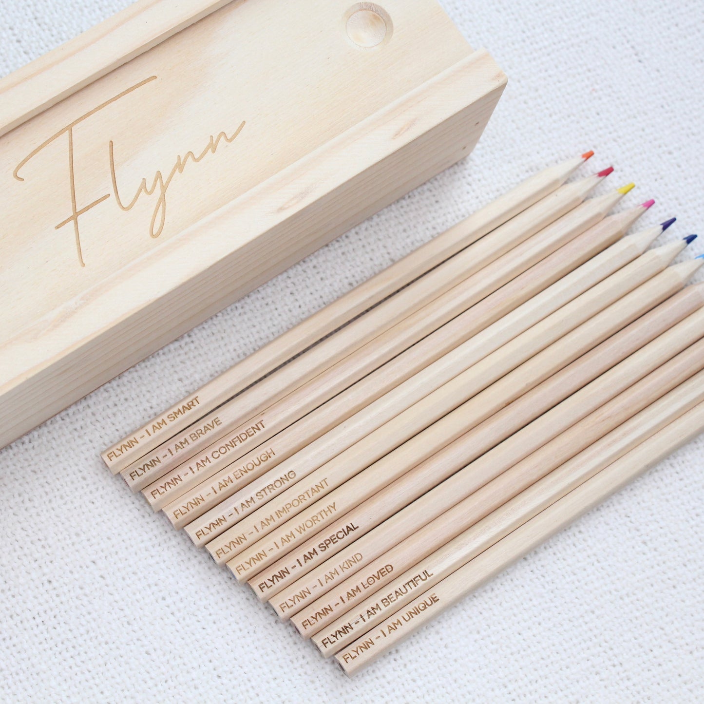 Personalised Wooden Pencil Box and Pencils