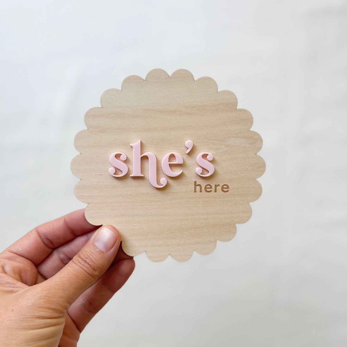 She's Here Birth Announcement Plaque