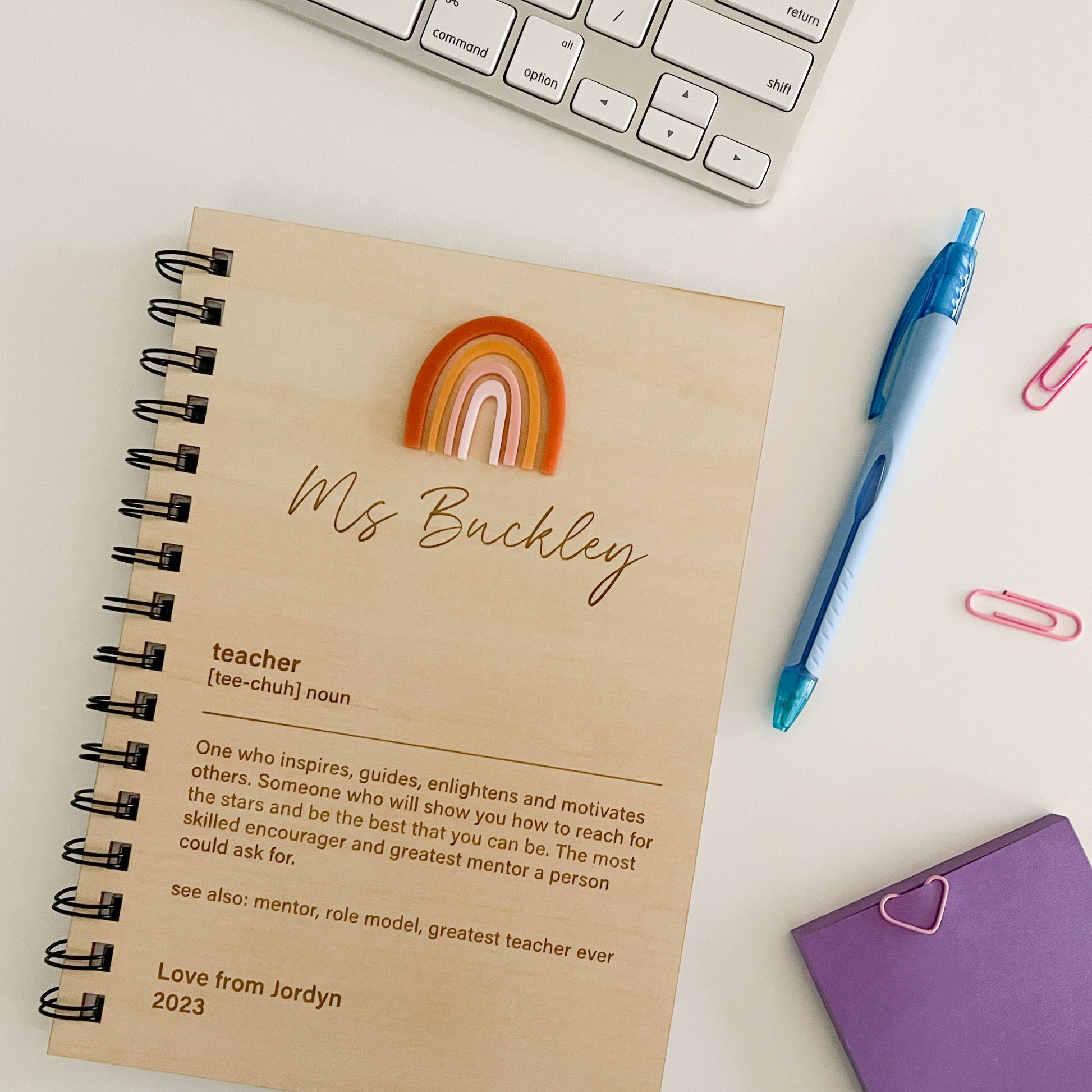 Personalised Butterfly Notebook (Blue A5 Notebook) Personalised Teacher Gifts, Personalised Teacher Notebook, Thank You Gift, End Of Year Gift, Teacher Appreciation Gift, Personalised Notebook