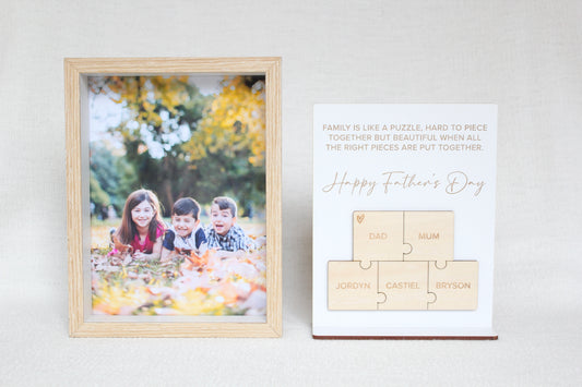 Personalised Father's Day puzzle plaque stand