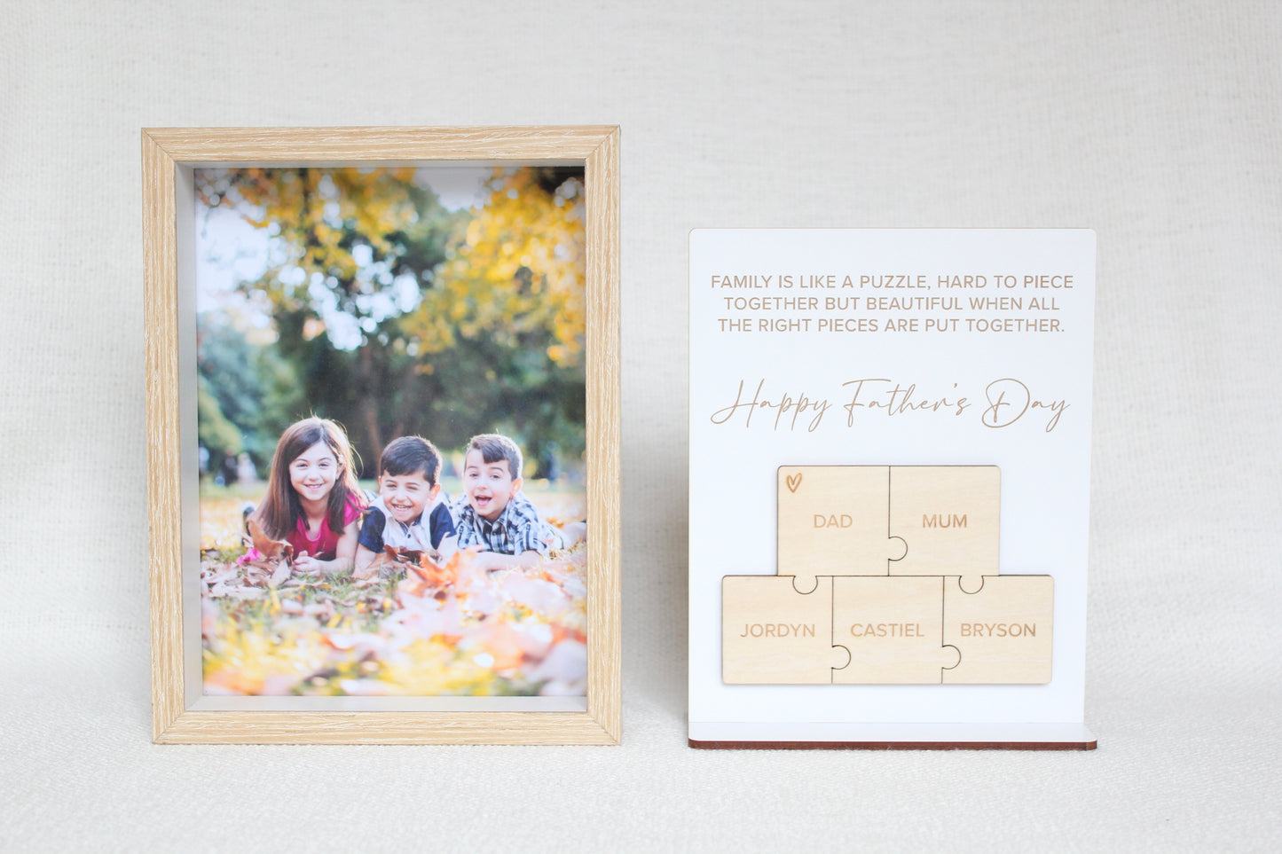 Personalised Father's Day puzzle plaque stand